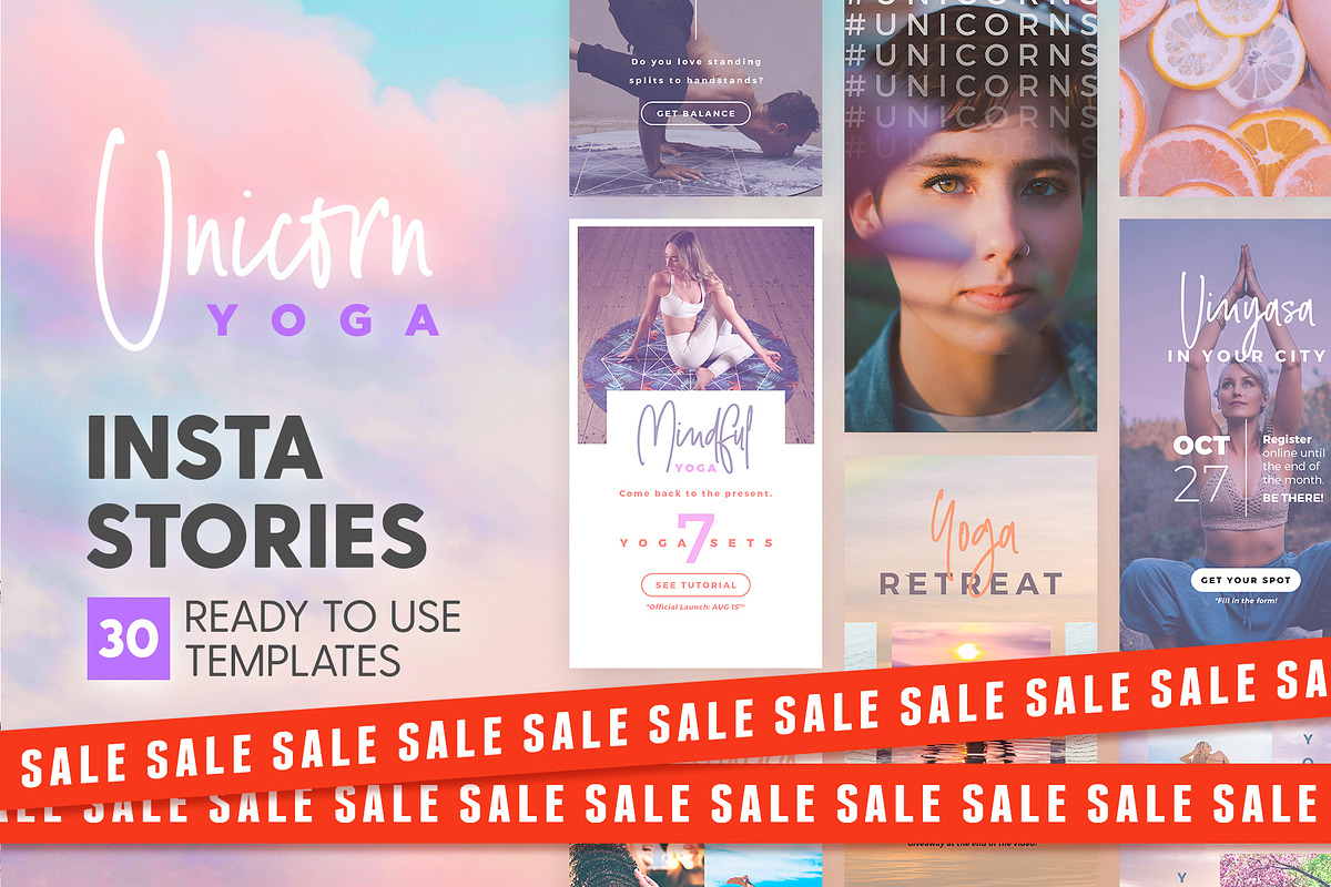 SALE 2in1 Unicorn Yoga Edition, a Social Media Template by The Wedding Shop (Photo 1 of 14)