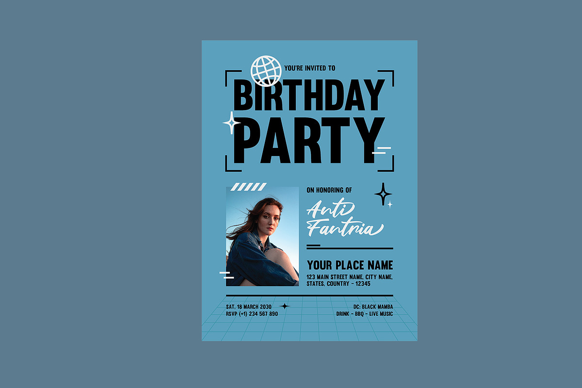 Creative Minimal Birthday Invitation, a Card Template by Neermana (Photo 4 of 4)