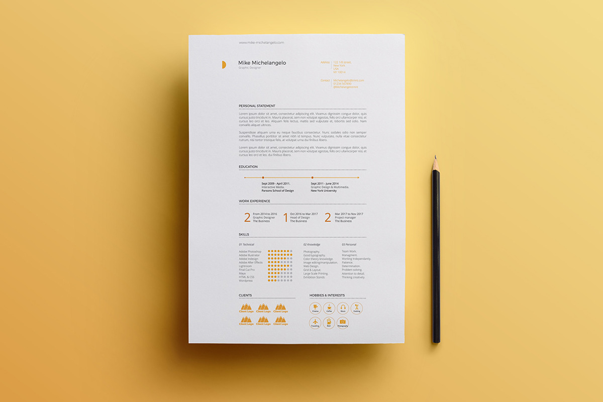 Resume Template Pack | Michelangelo, a Resume Template by AAO.Design (Photo 4 of 7)