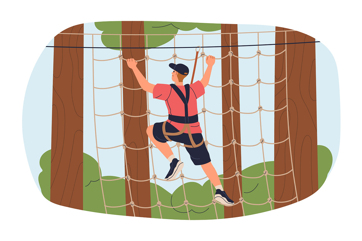 People climbing in rope park set, a Sport Illustration by Good Studio (Photo 8 of 25)
