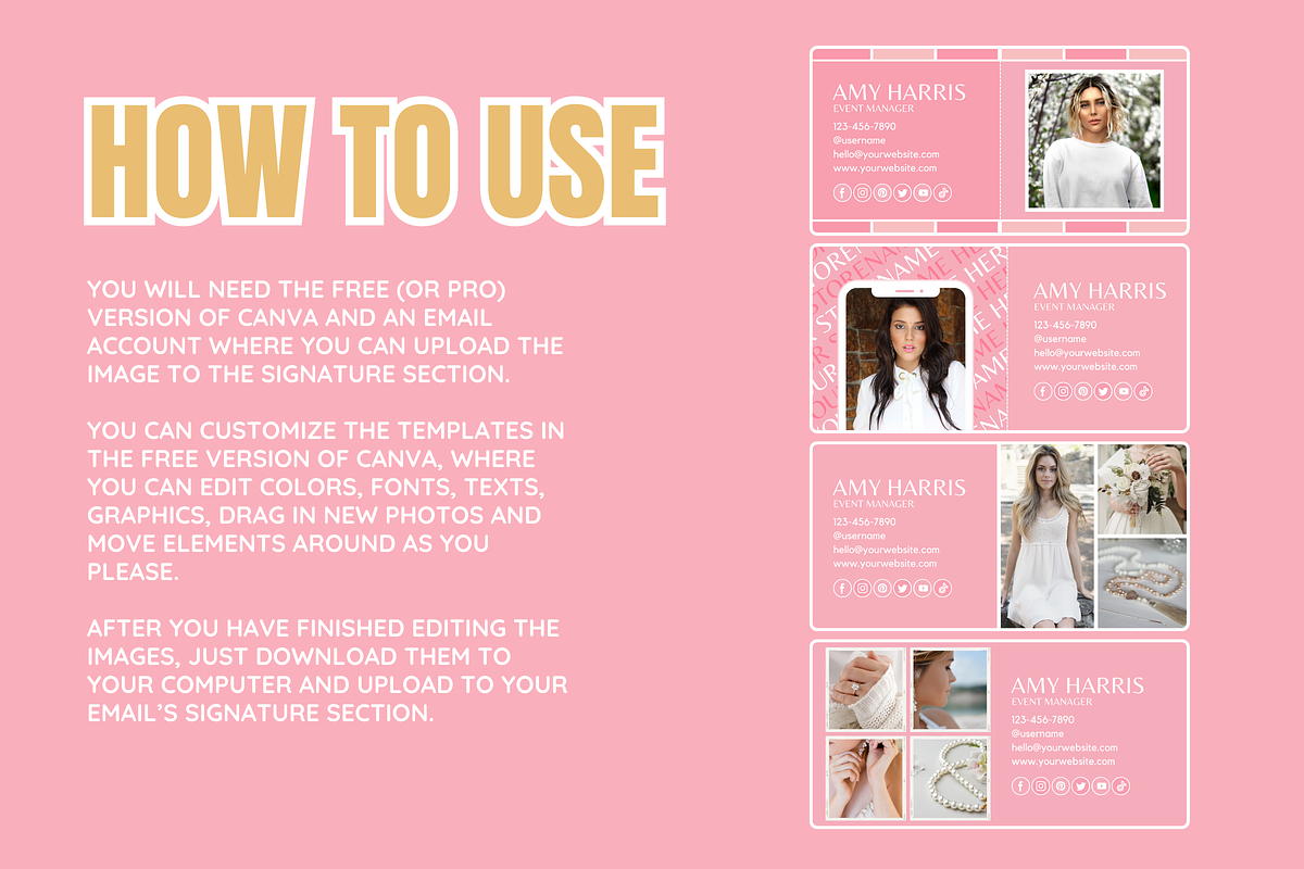 Canva Email Signature Bundle, an Email Template by SunshineStudioBoutique (Photo 3 of 9)