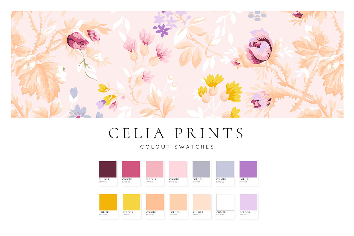 Celia Vintage Floral Seamless Prints, a Pattern Graphic by Pink Linen (Photo 7 of 13)