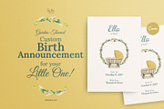 Garden Themed Birth Announcement, a Card Template by SabaIslam.Studio (Thumbnail 1 of 7)