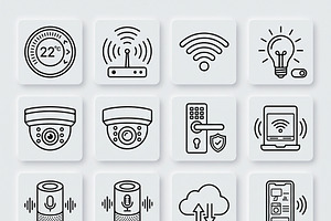 43 Vector Smart Home IoT Icons, an Outline Icon by adenpinkstore