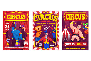 Cartoon circus show posters, an Object Illustration by Stock-Smart-Start