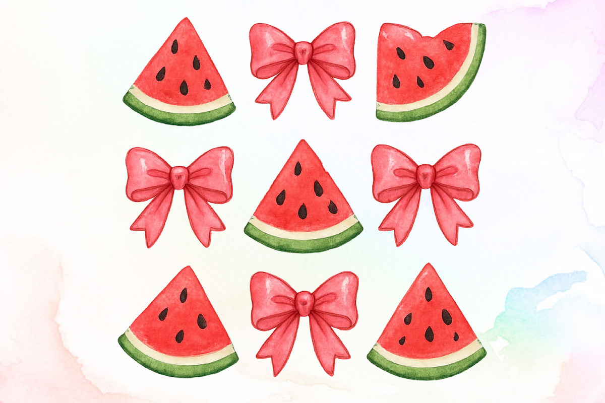 Coquette Watermelon Bows Summer PNG, an Illustration by Sublimation Artist (Photo 1 of 9)