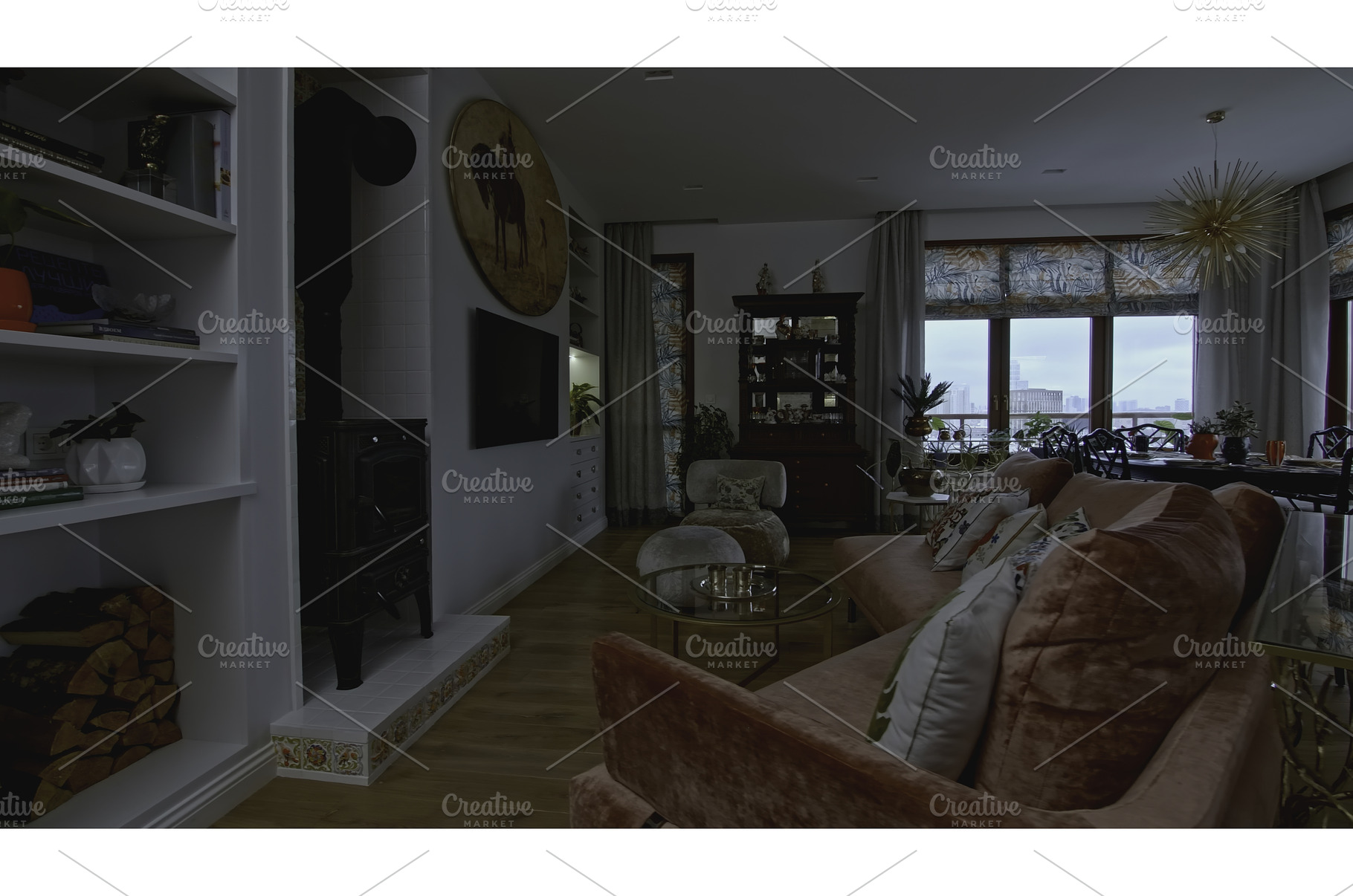 Luxurious interior of living room in, a Beauty & Fashion Photo by Media Whale Stock