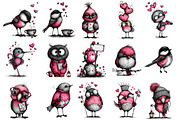 Whimsical Valentine Bird Clipart, an Illustration by OK Design (Thumbnail 3 of 6)