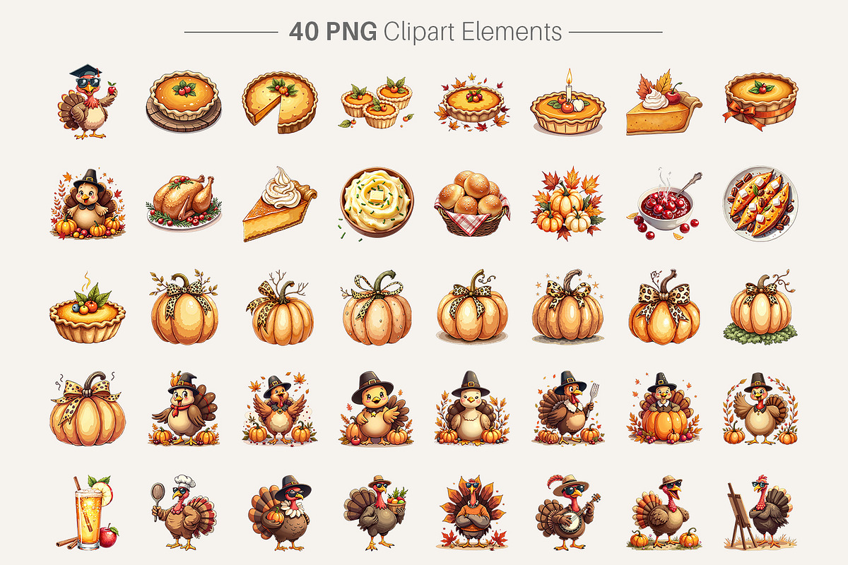 Watercolor Thanksgiving Clipart, an Illustration by Artnoy (Photo 2 of 8)