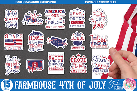 Farmhouse 4th of July Sticker Bundle