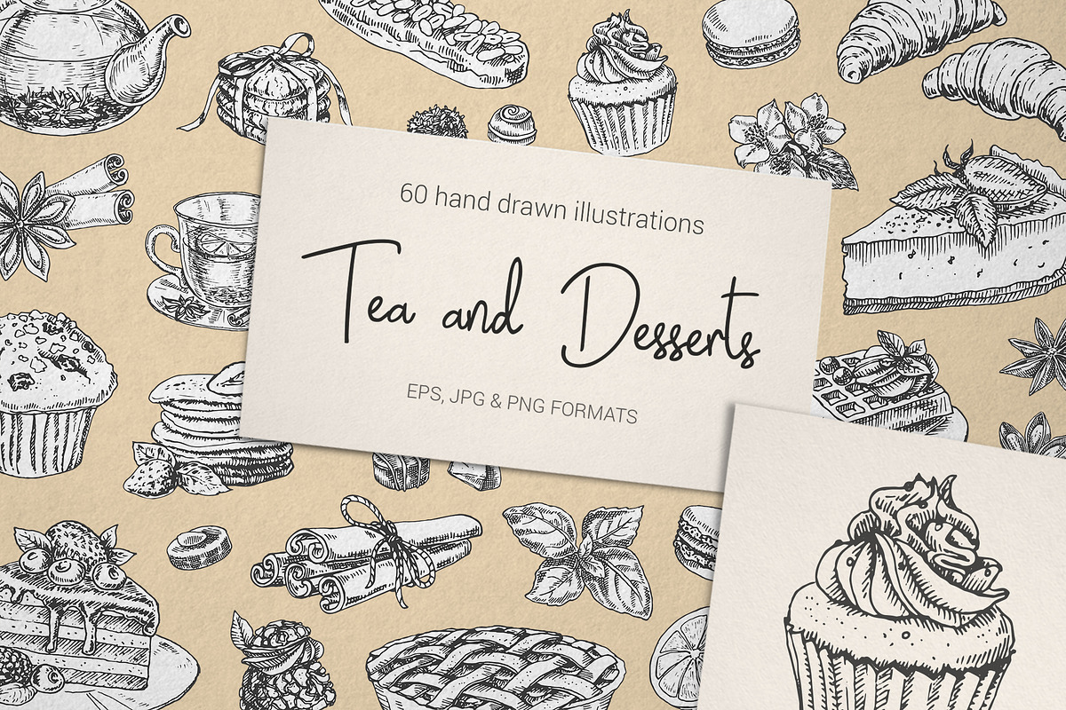 Tea and desserts set, a Graphic by Evgeniia Lanskikh (Photo 1 of 10)