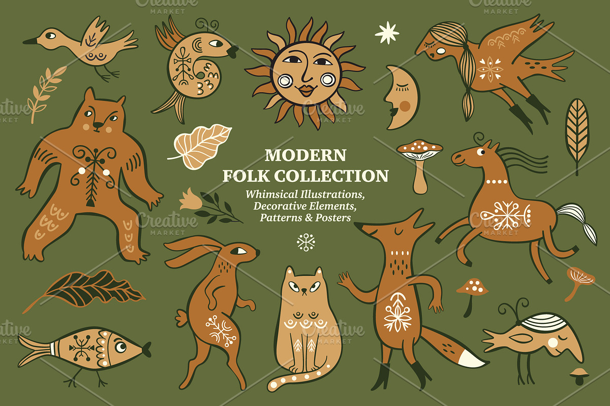 Modern Folk Collection, a Decorative Illustration by lenlis (Photo 1 of 16)