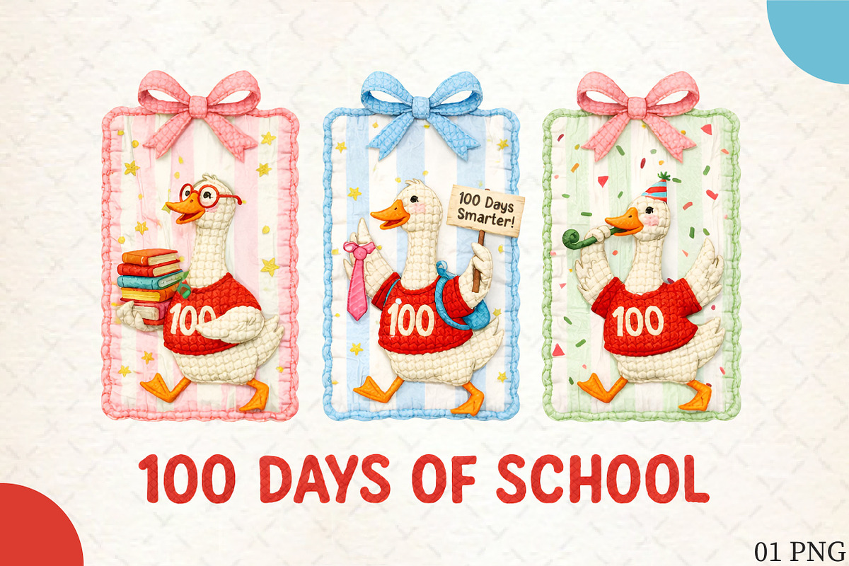 Funny Preppy 100Days of School Goose, an Illustration by Libby Wishes (Photo 1 of 6)