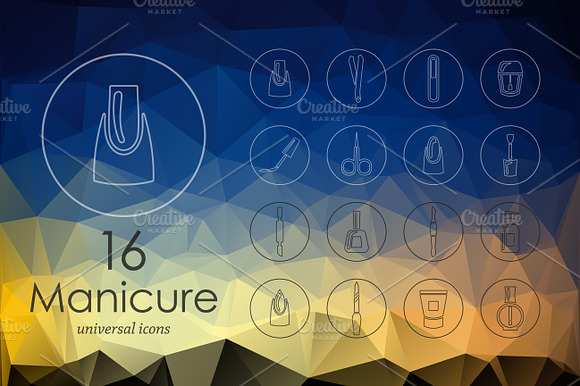 Set Of Manicure Line Icons