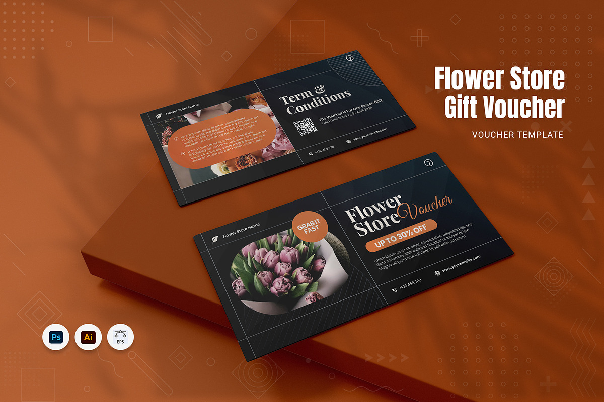 Flower Store Gift Voucher, a Print Template by Fannan Studio