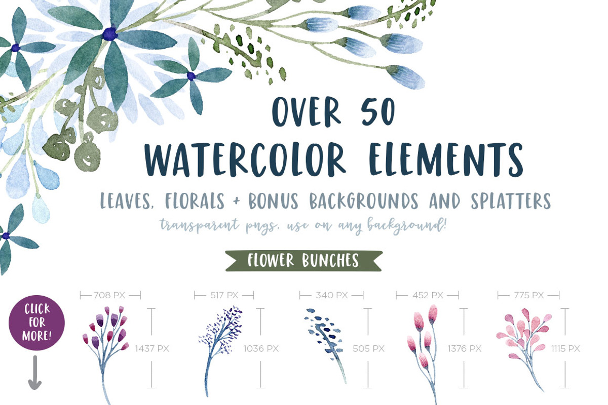 Watercolor Leaves and Florals Kit, a Texture Illustration by Every Tuesday (Photo 8 of 8)