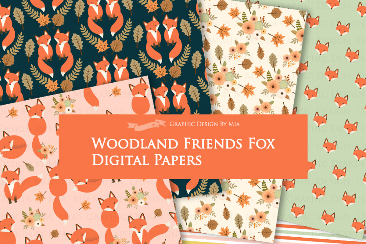 Red Fox Clipart+Pattern, an Animal Illustration by Mia's Graphic Design