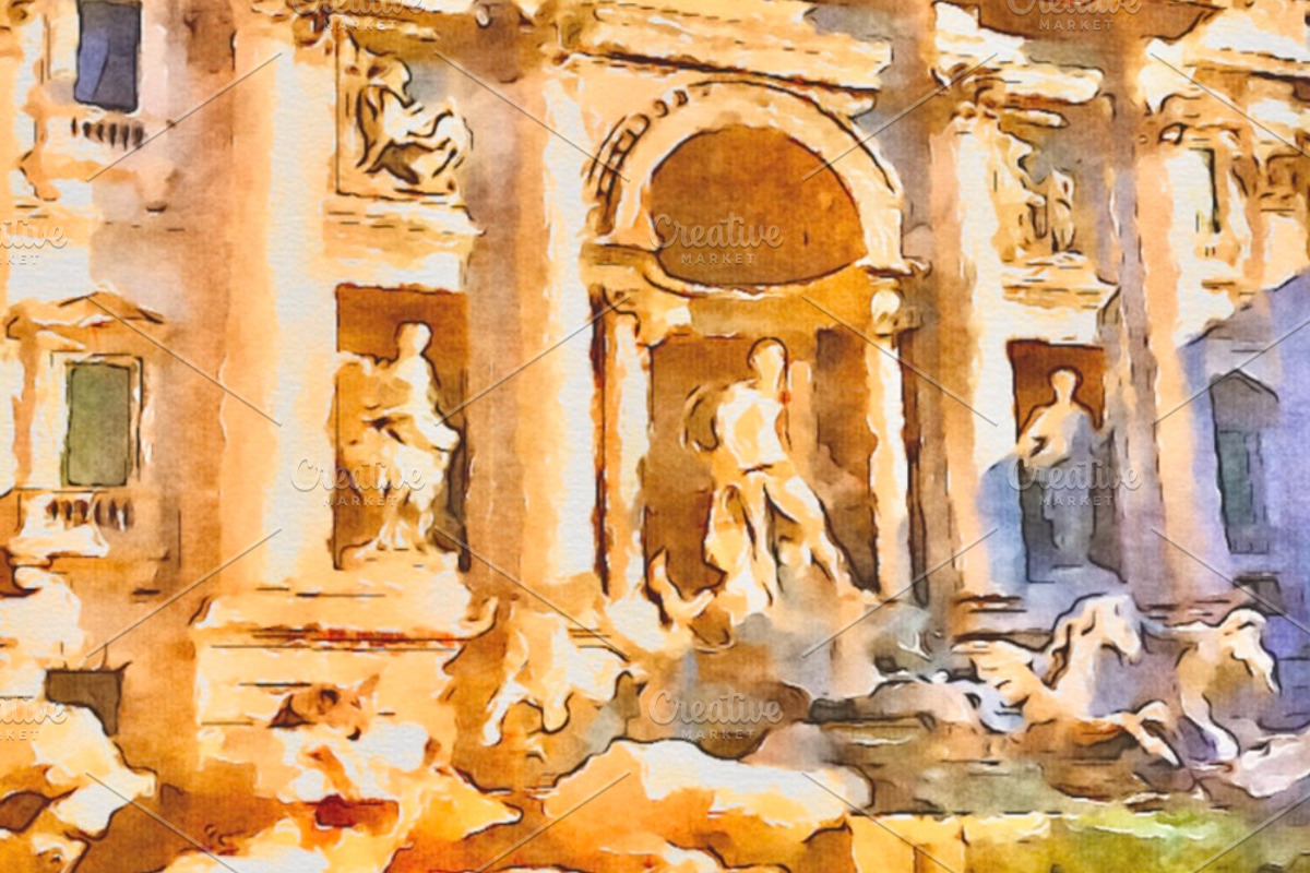 Trevi Fountain, Rome, Italy Painting, an Architecture Photo by Wild Wanderer Photography (Photo 2 of 2)