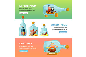 antique ships in bottle. ancient, an Animal Illustration by Multigon