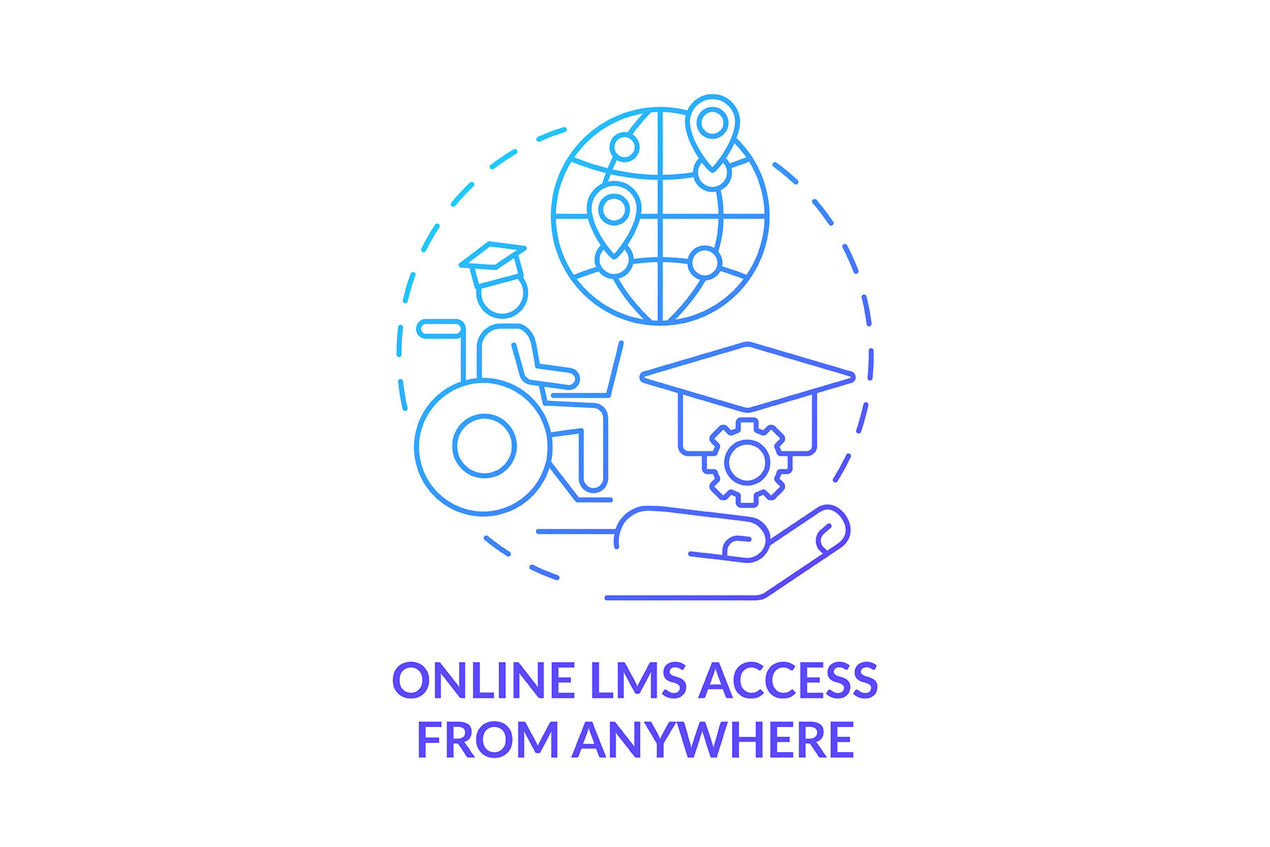 Online LMS access from anywhere blue, an Icon by IMG Visuals