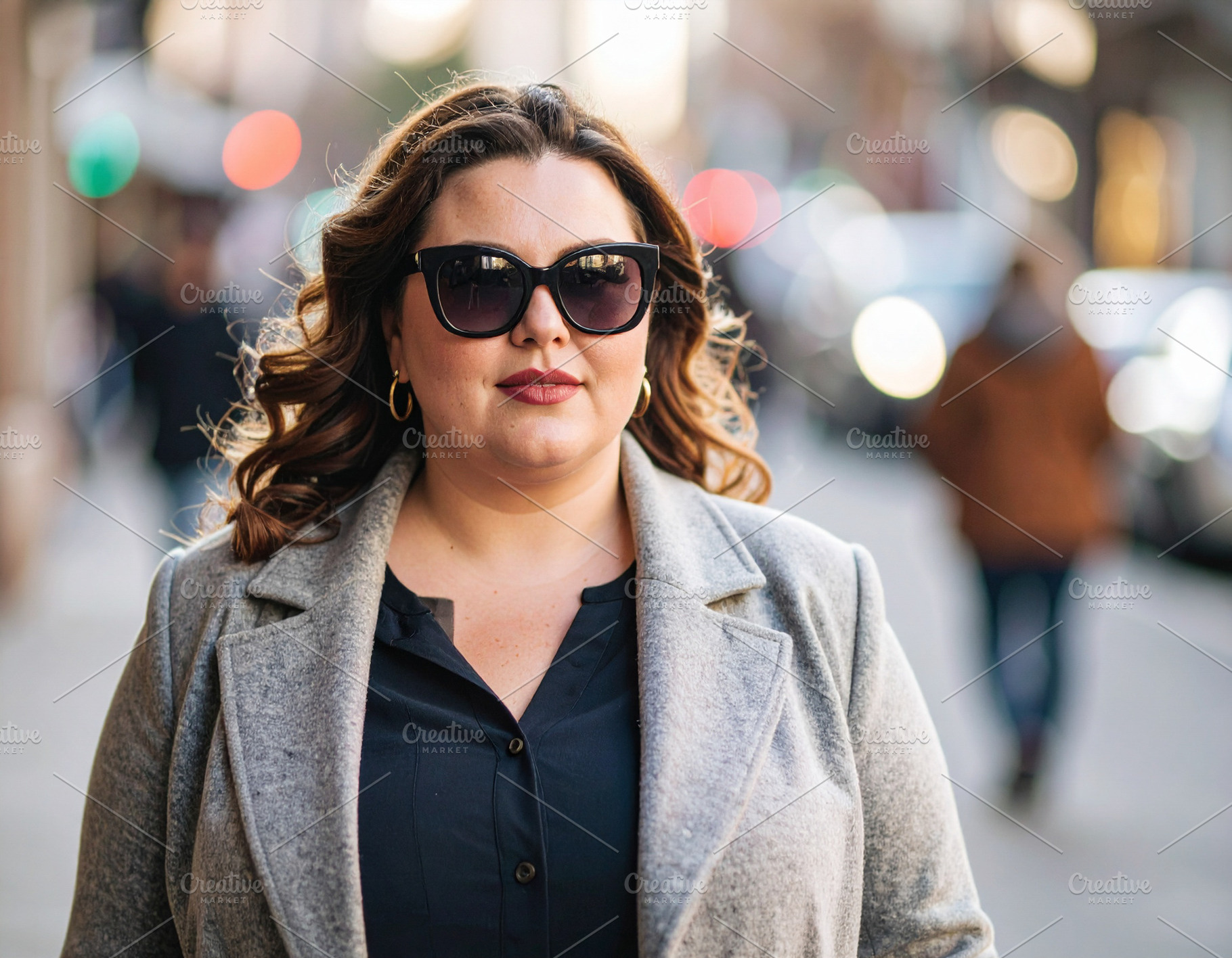 Plus-size woman walking at street with confident posture, a Person Photo by DanFLCreativo