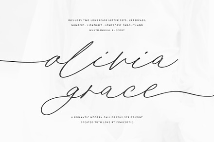 Olivia Grace | Wedding Calligraphy, a Script Font by Pink Coffie