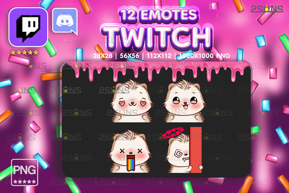 12 Hedgehog Twitch Emotes Pack, an Object Graphic by 2SUNS (Photo 5 of 5)