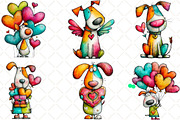 Quirky Valentine Dogs Clipart, an Animal Illustration by Black Bird Studio (Thumbnail 4 of 6)