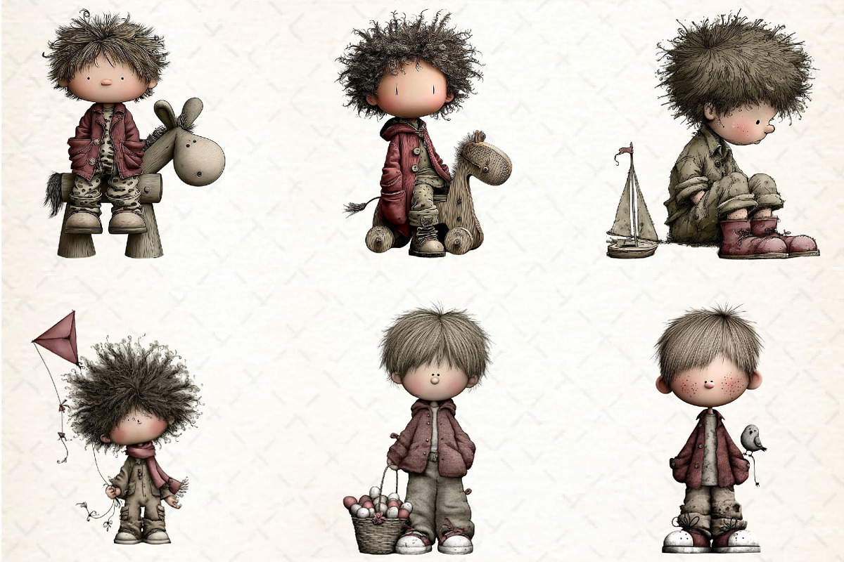 Whimsical Boy Clipart Bundle, an Illustration by DreamCafeArt (Photo 4 of 7)