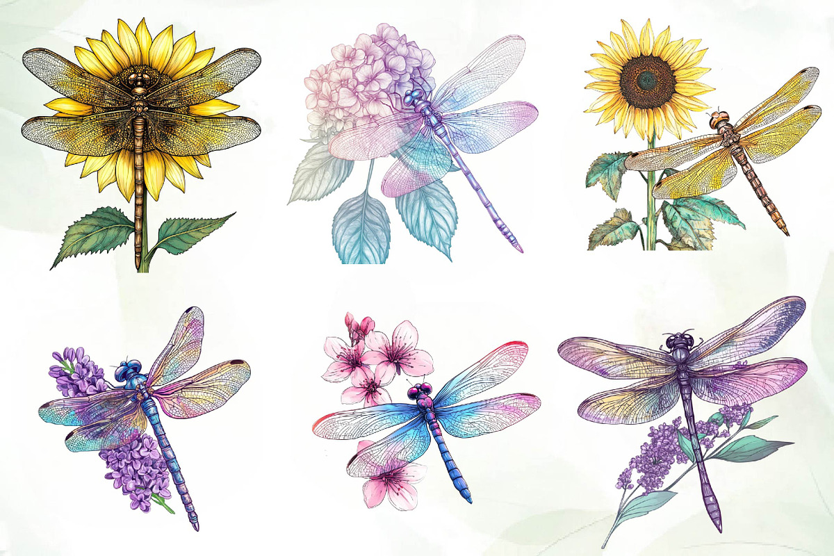 Dragonfly and Flowers Sublimation, an Illustration by CreationArt (Photo 4 of 5)