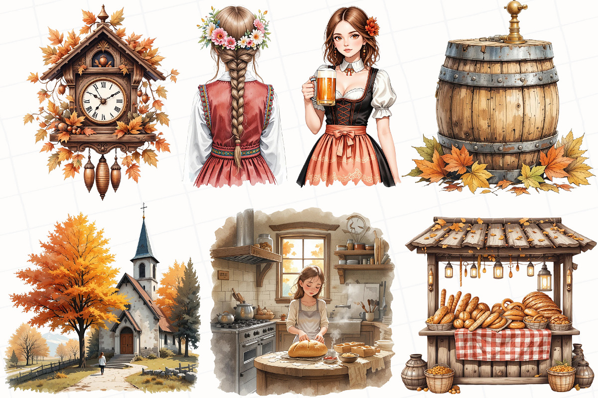 Watercolor Alpine Autumn Clipart, an Illustration by OK Design (Photo 4 of 4)