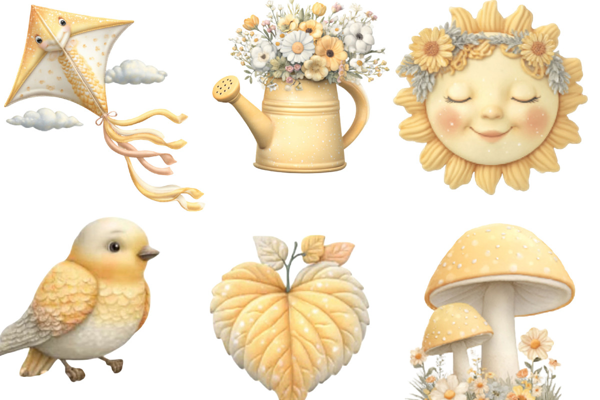 Whimsical Yellow Spring Clipart, an Illustration by Designking (Photo 3 of 5)