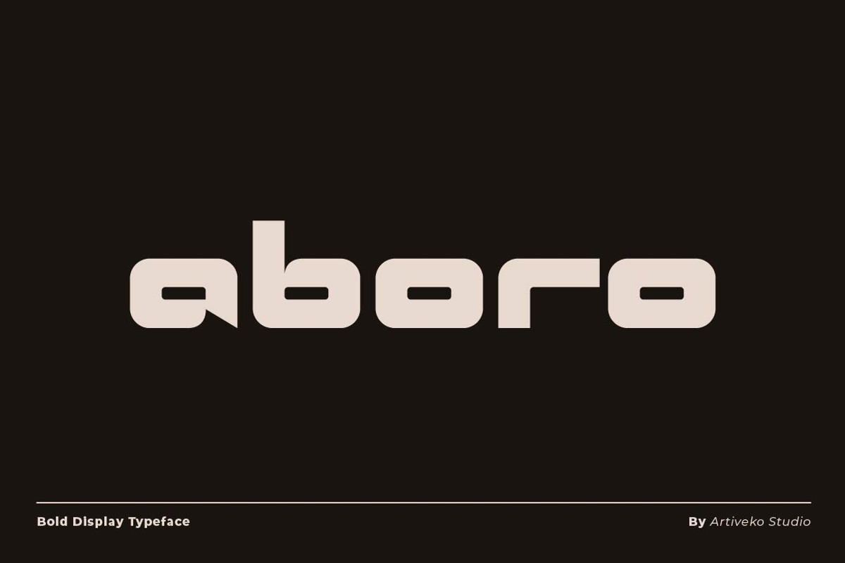 Aboro – Strong Bold Display Font, a Sans Serif Font by Artiveko (Photo 1 of 8)