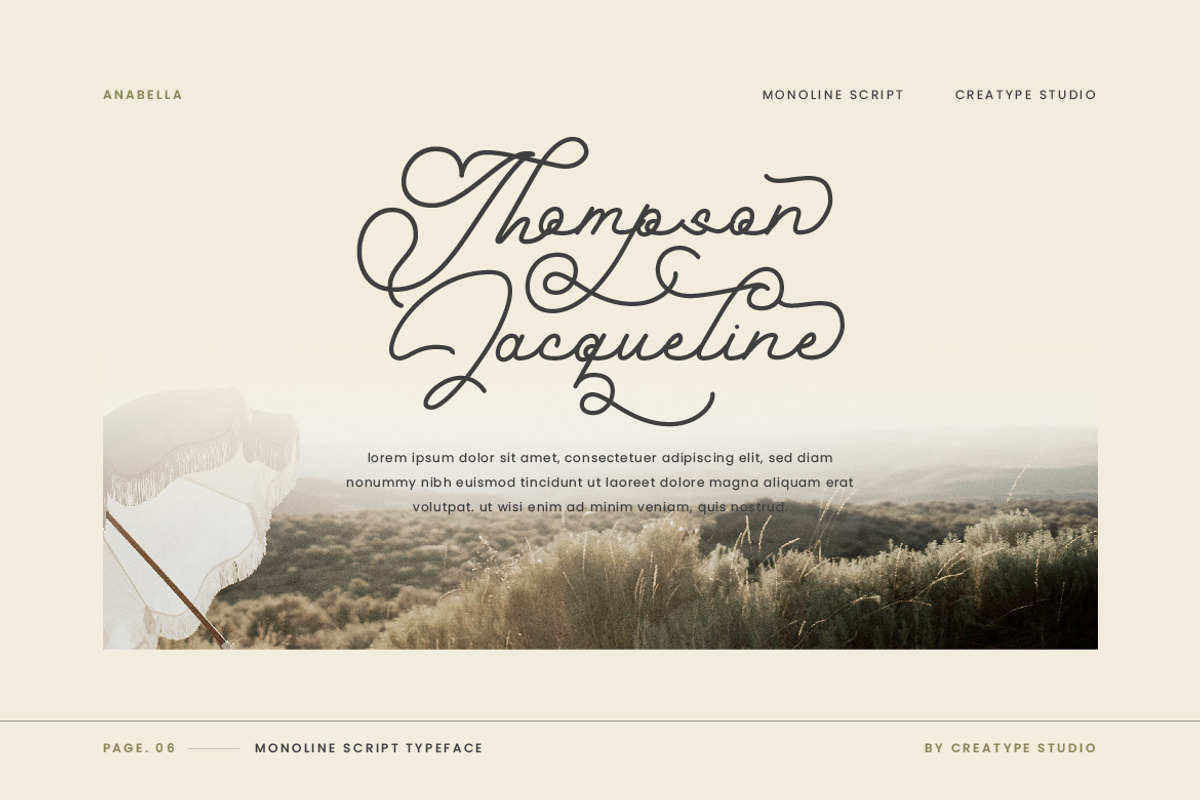 Anabella Monoline Script, a Script Font by Creatype Studio (Photo 2 of 9)