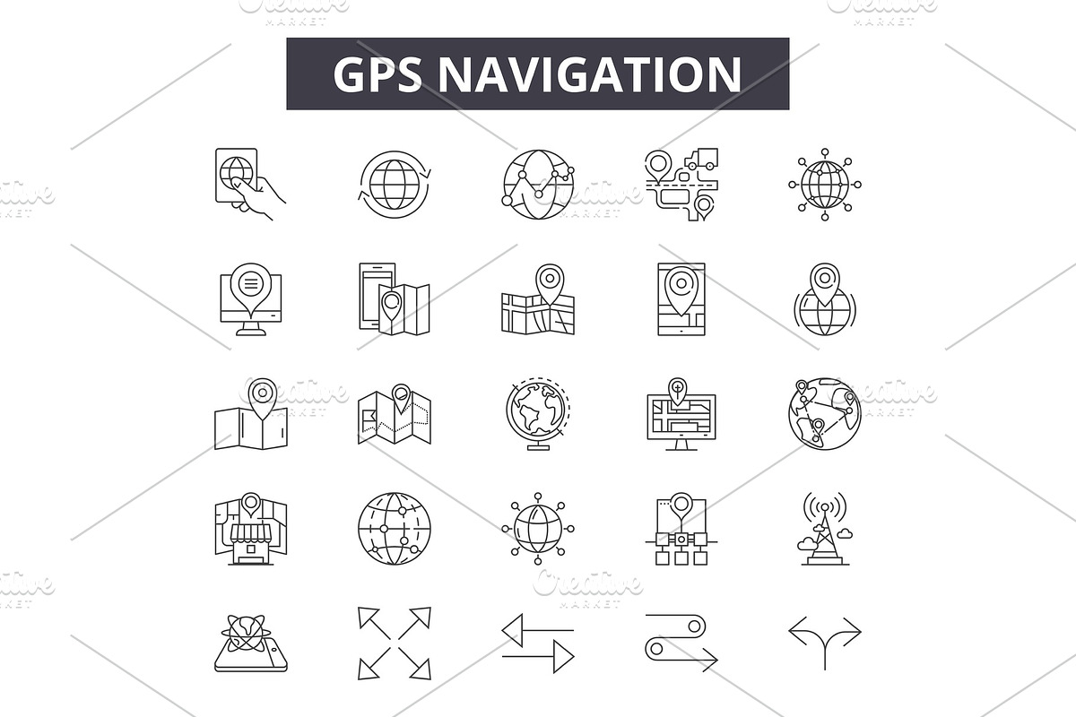 Gps navigation line icons, signs set, a Technology Illustration by urban icon