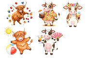 Funny Summer Highland Cow Clipart, an Illustration by Dream Creation (Thumbnail 4 of 4)