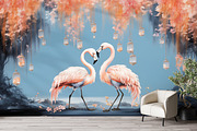 Hand drawn flamingo wallpaper, a Wallpaper Graphic by Muzi pear studio (Thumbnail 2 of 12)