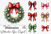 Watercolor Christmas Bow Clipart, an Illustration by CrexoraLab (Thumbnail 1 of 5)