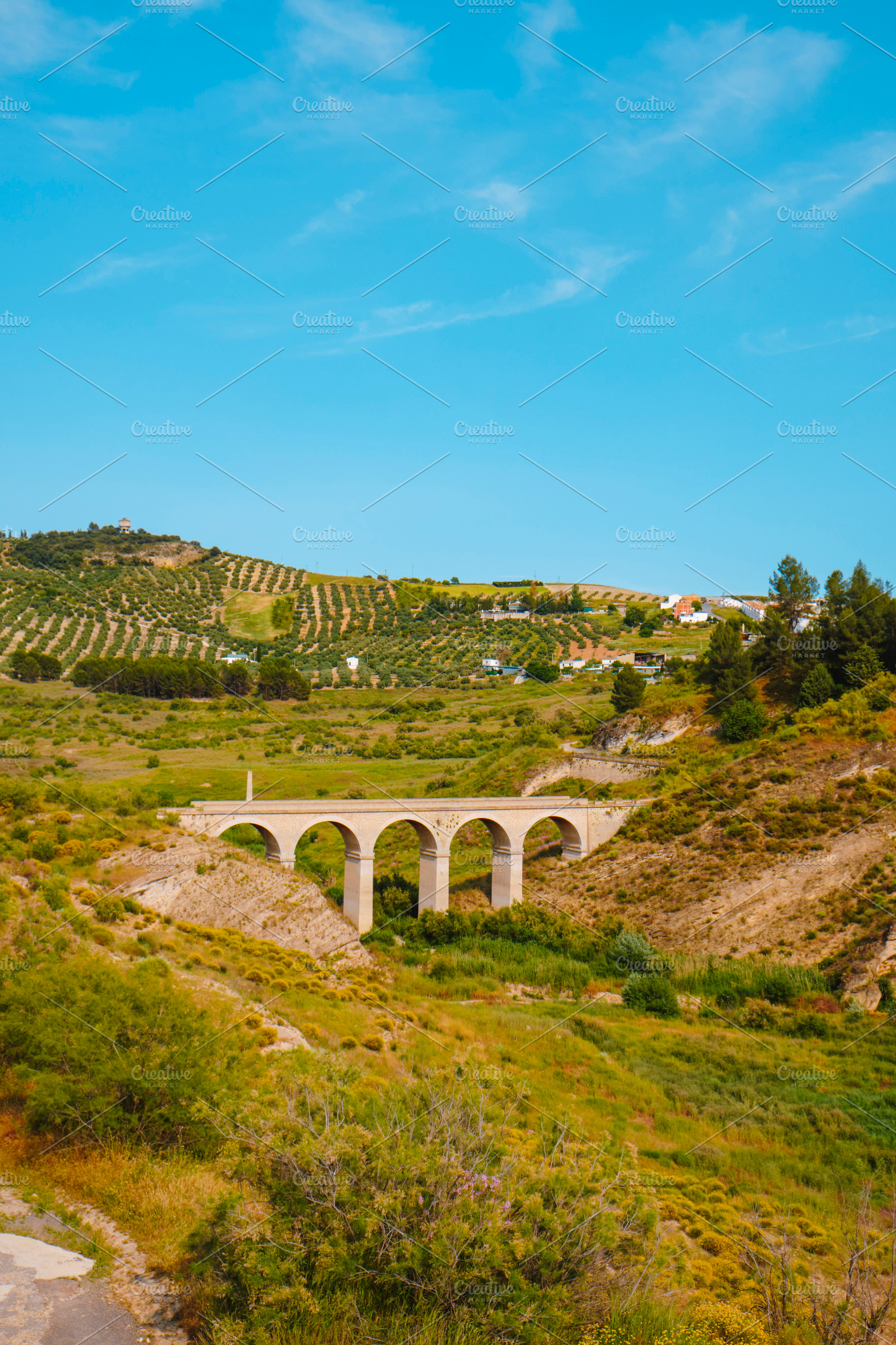 stone bridge crossing the Priego stream, Iznajar, a Photo by Nito