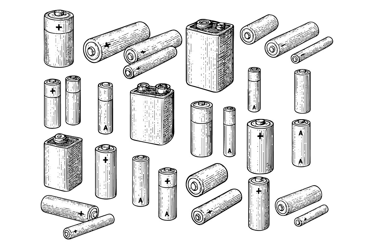 Household Battery Line Art, an Object Graphic by nikagraphic