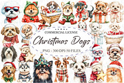 Whimsical Christmas Fluffy Dogs Clip, an Illustration by designcity5 (Thumbnail 1 of 5)