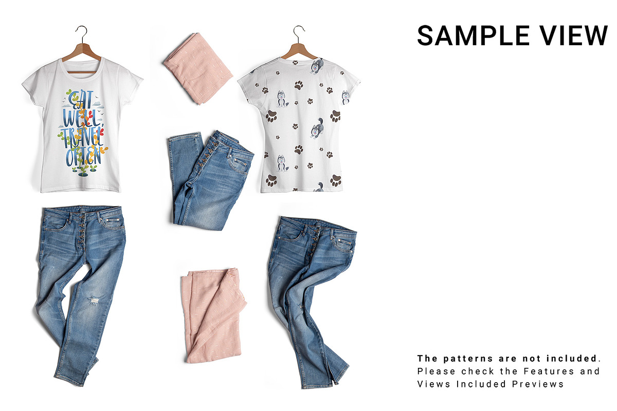 Women's T-Shirt and Jeans Mockup Set, a Shirt Mockup by mock-ups (Photo 10 of 11)