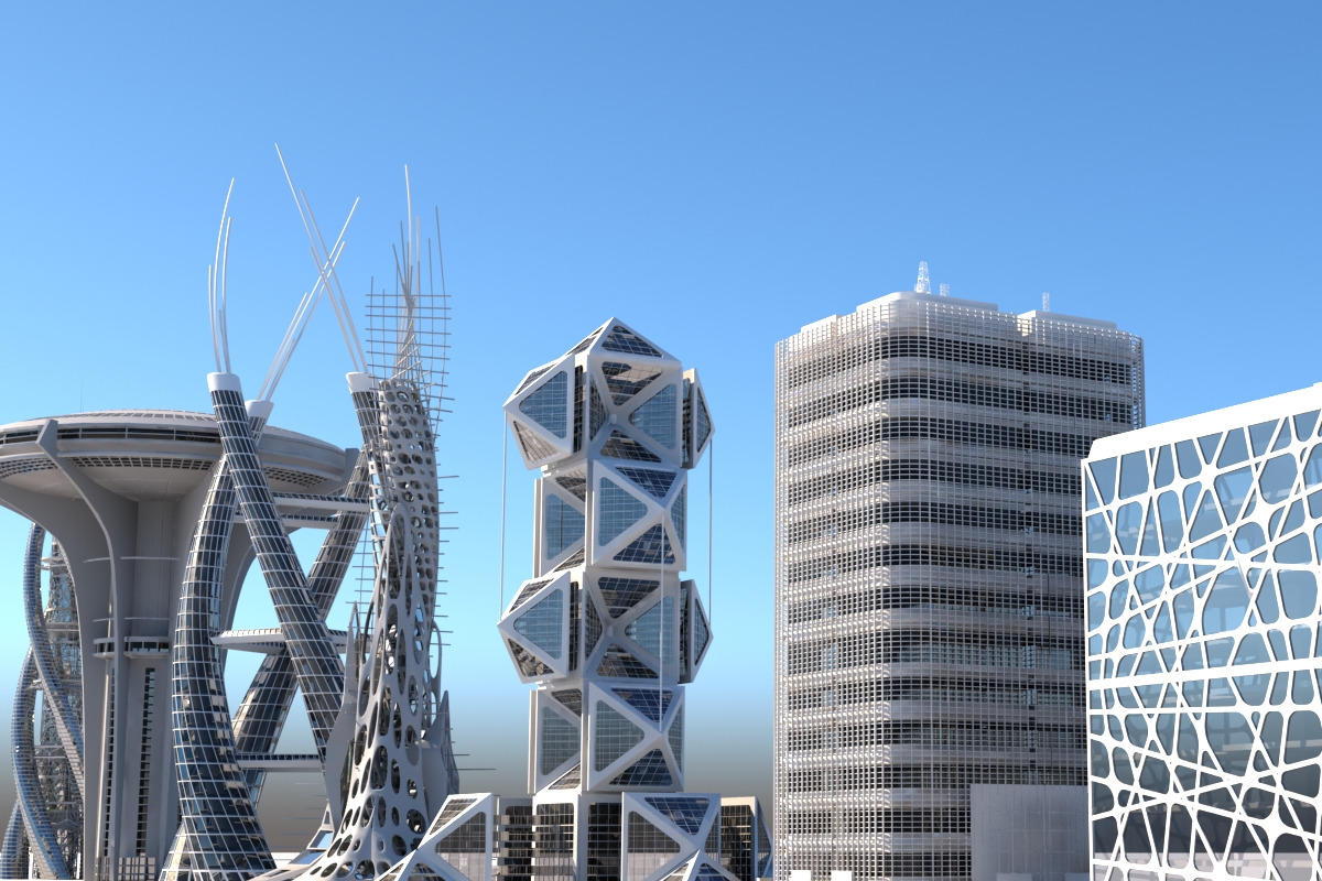 Futuristic Skyscrapers, an Architecture 3D Model by Giimann (Photo 7 of 10)