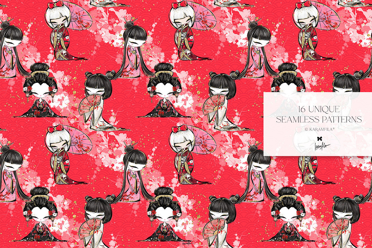 Japanese Cranes Seamless Patterns, a Pattern Graphic by KaramfilaS (Photo 12 of 19)