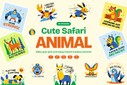 Cute Safari Animal Stickers, an Emoji Icon by Vectors Market (Thumbnail 1 of 9)
