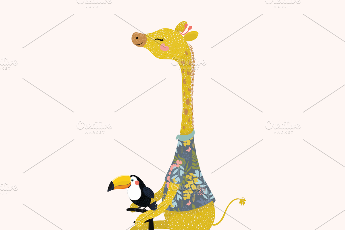 Cute giraffe vector.Animal pattern., an Animal Illustration by StudioLondon (Photo 3 of 4)