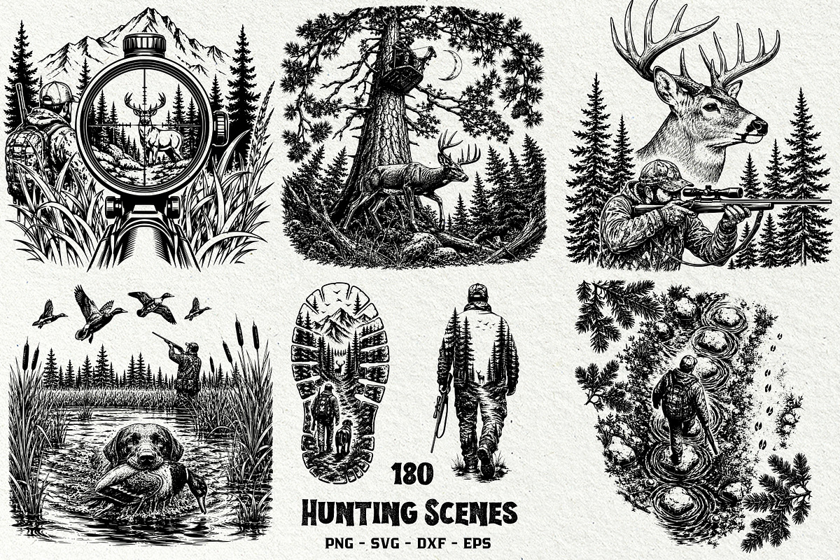 Hunting Scenes SVG Graphics, a Sport Illustration by DENIDigitalArtSudio (Photo 1 of 10)