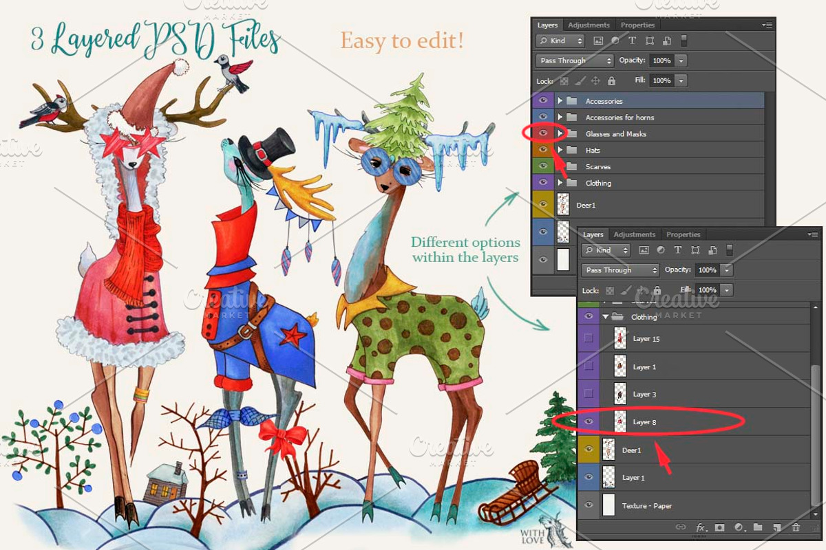 Fashion Christmas Deers Creator, an Object Graphic by Fluffy Unicorn (Photo 4 of 7)