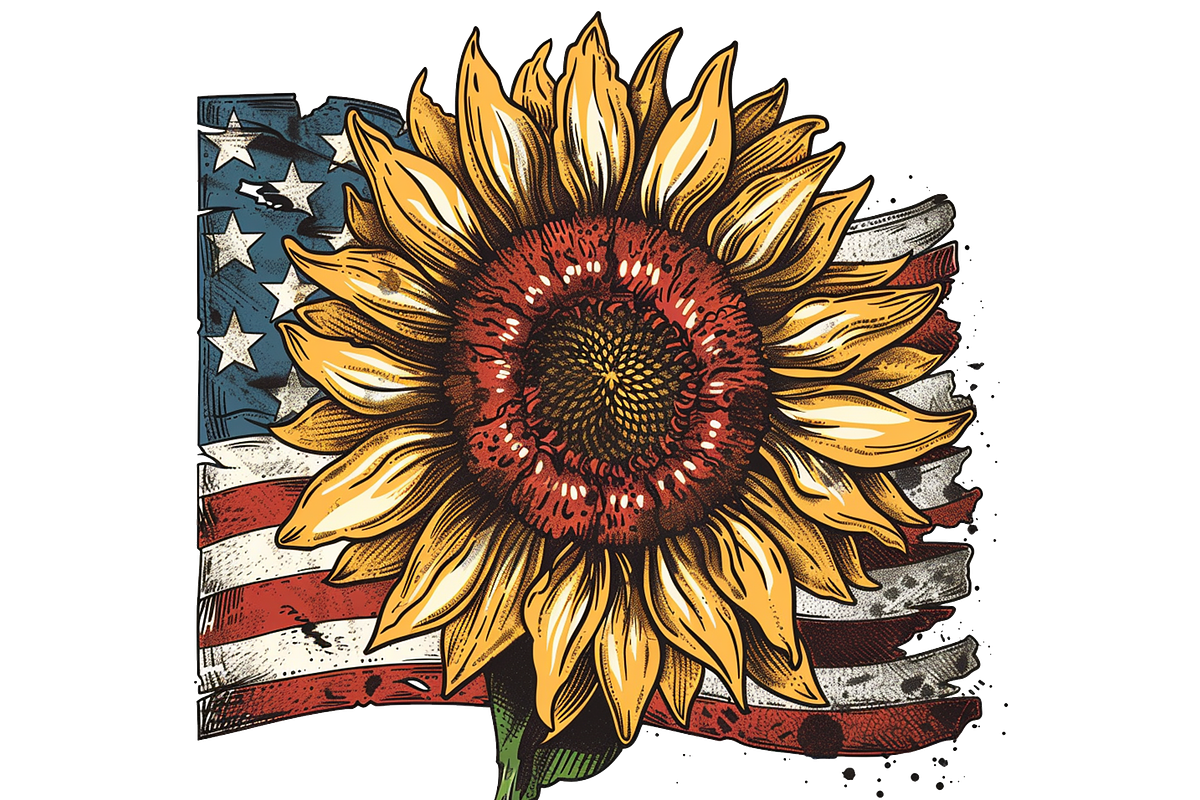 Patriotic Sunflower Clipart, a Decorative Illustration by Printable Treasure (Photo 3 of 5)
