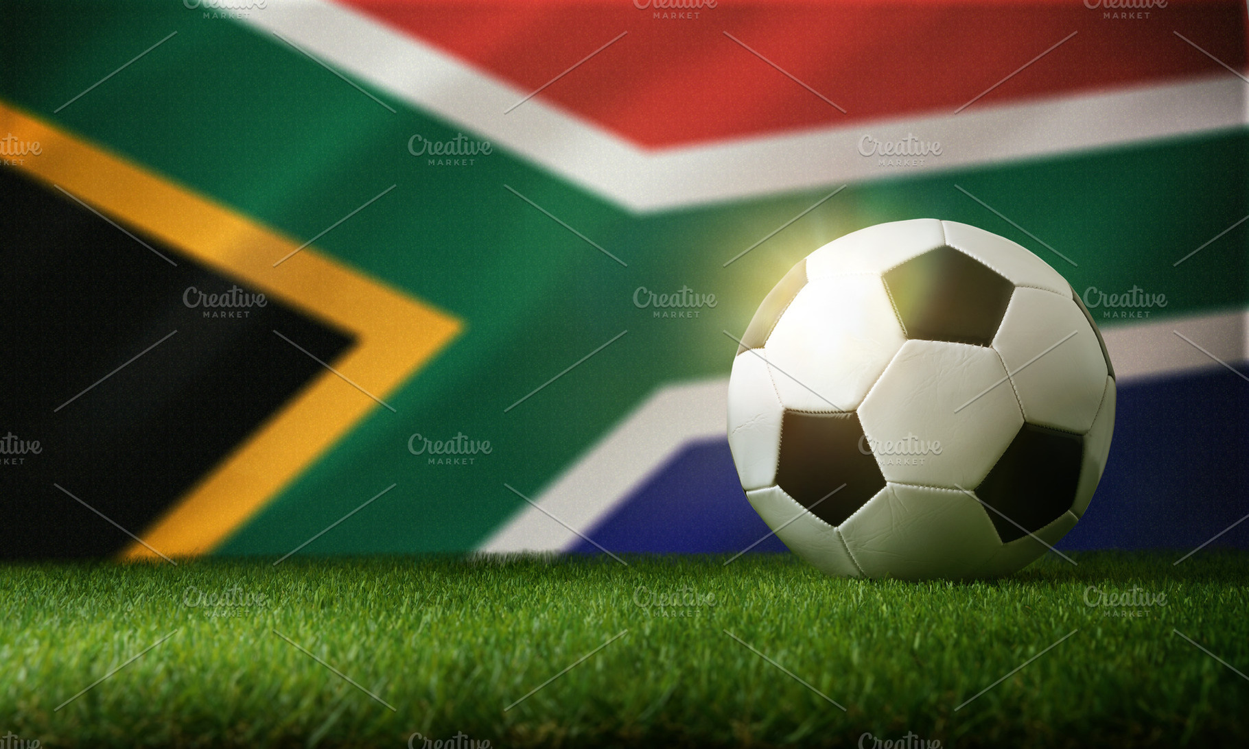 Soccer Ball with South Africa Flag Background, a Sports & Recreation Photo by Davizro's Market